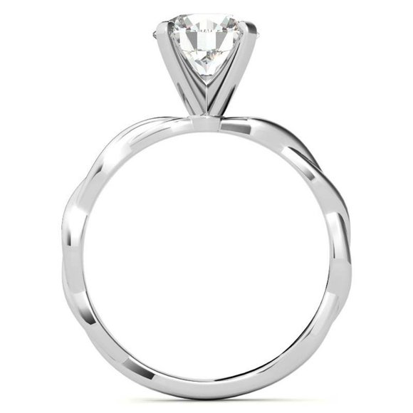 2.0Carat -8.0mm Round Petite Twisted Infinity Moissanite Solitaire Ring - Picture 5 of 16